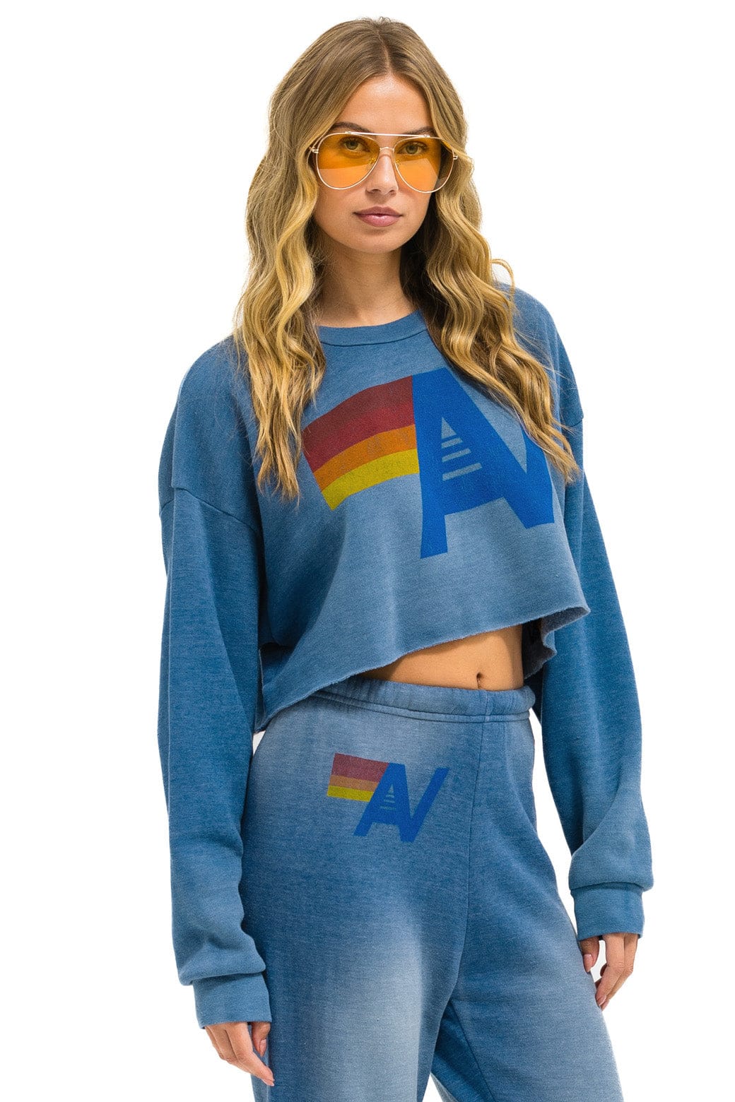 Classic VINTAGE LOGO CROPPED CREW SWEATSHIRT RELAXED - FADED WATER