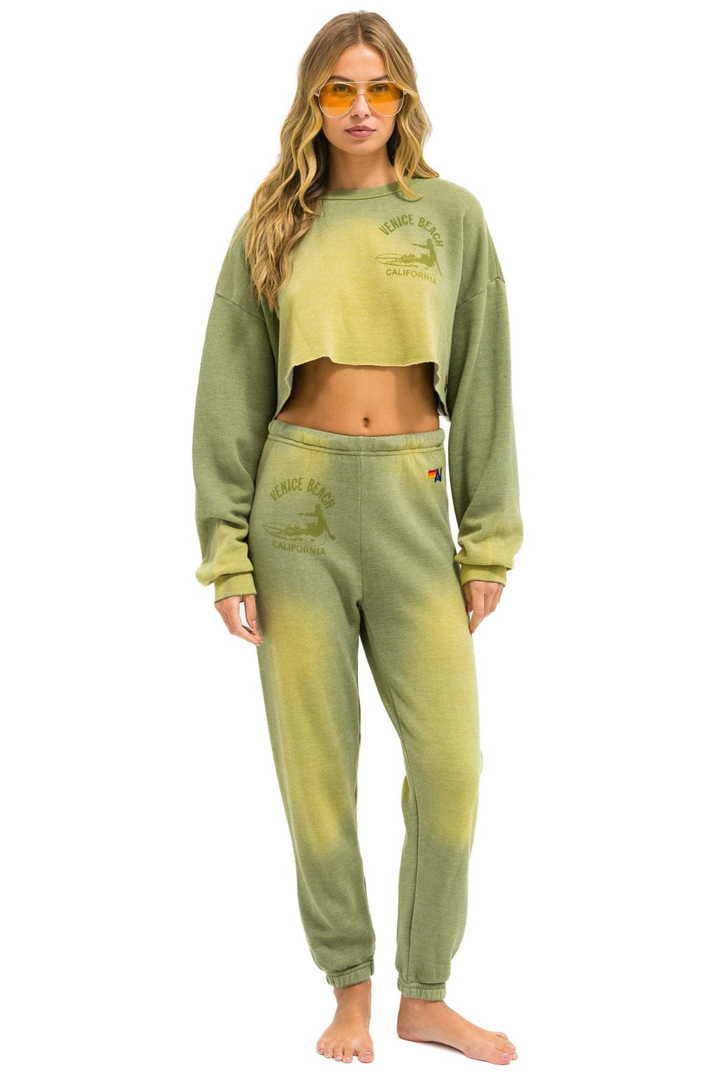 Classic VENICE SURFER CROPPED CREW SWEATSHIRT RELAXED - FADED ARMY