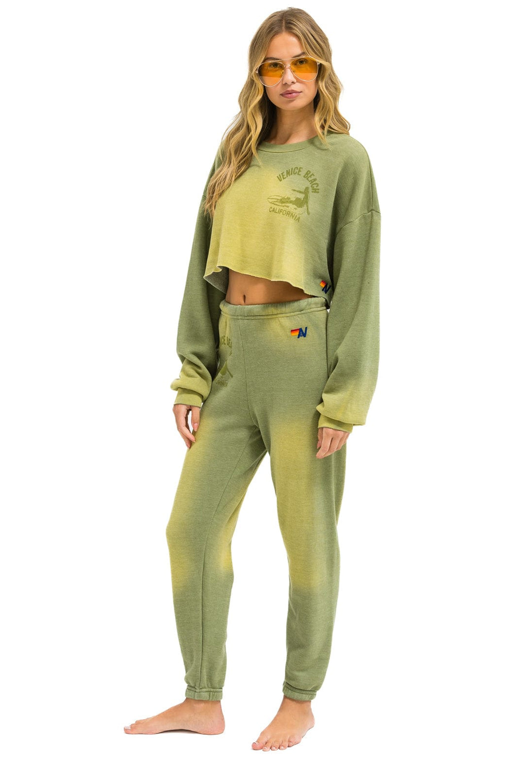 Classic VENICE SURFER CROPPED CREW SWEATSHIRT RELAXED - FADED ARMY