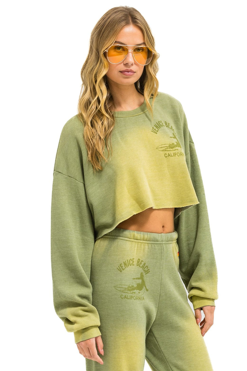 Classic VENICE SURFER CROPPED CREW SWEATSHIRT RELAXED - FADED ARMY