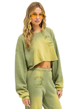 Classic VENICE SURFER CROPPED CREW SWEATSHIRT RELAXED - FADED ARMY