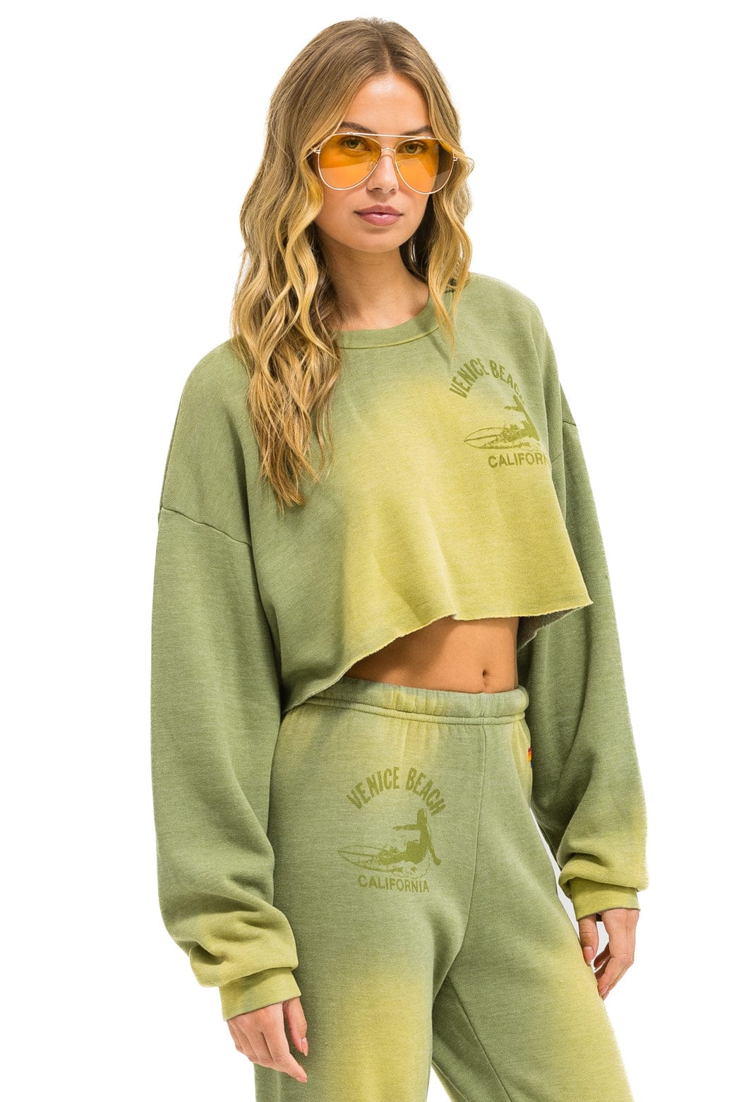 Classic VENICE SURFER CROPPED CREW SWEATSHIRT RELAXED - FADED ARMY