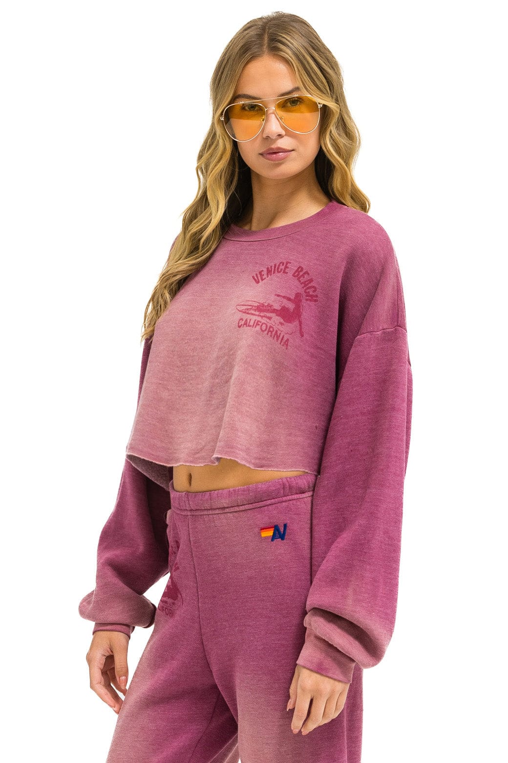 Classic VENICE SURFER CROPPED CREW SWEATSHIRT RELAXED - FADED BERRY