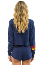 Classic TEXAS RANGERS RUGBY STITCH CROPPED CREW SWEATSHIRT - NAVY
