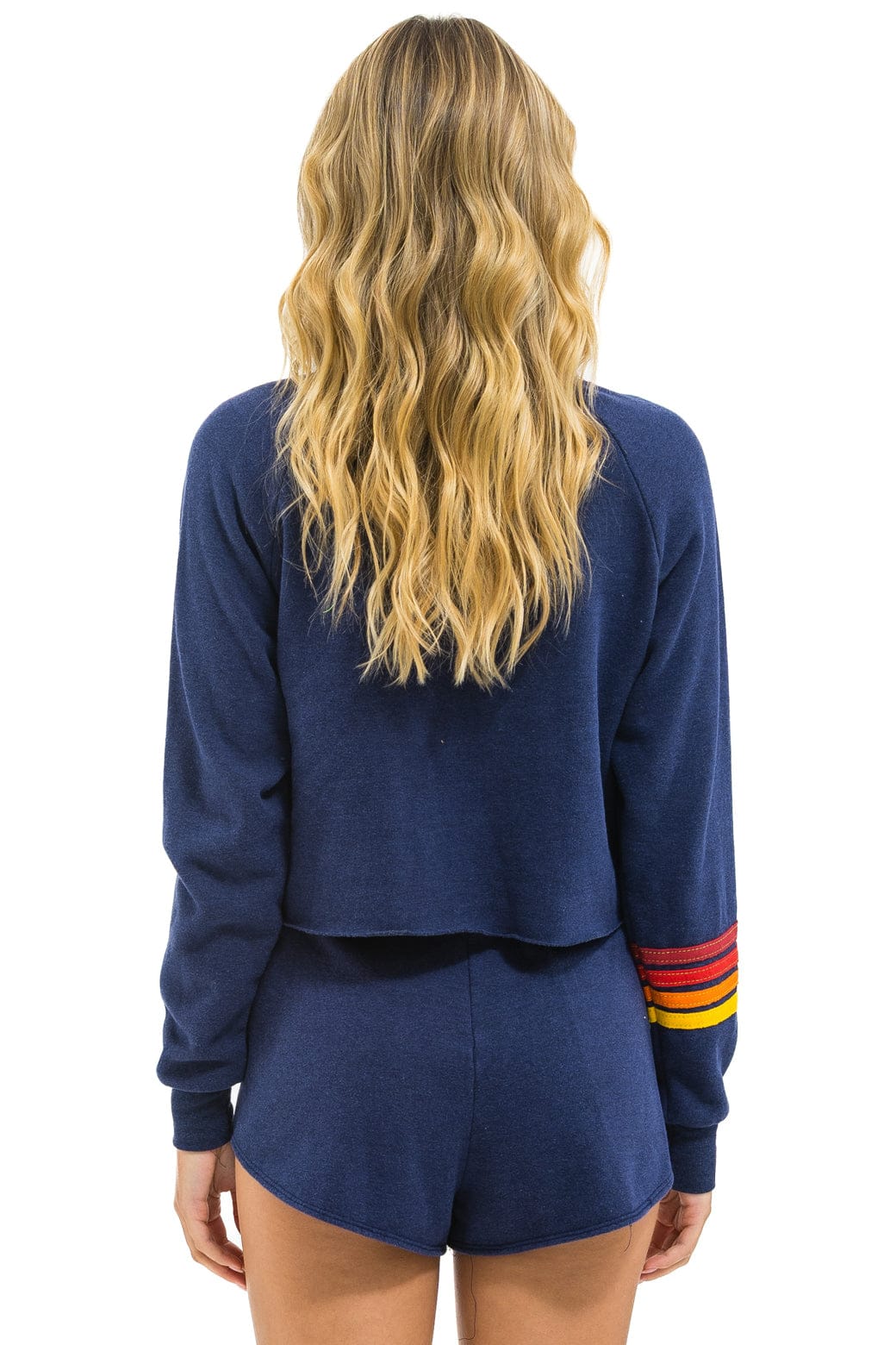 Classic TEXAS RANGERS RUGBY STITCH CROPPED CREW SWEATSHIRT - NAVY