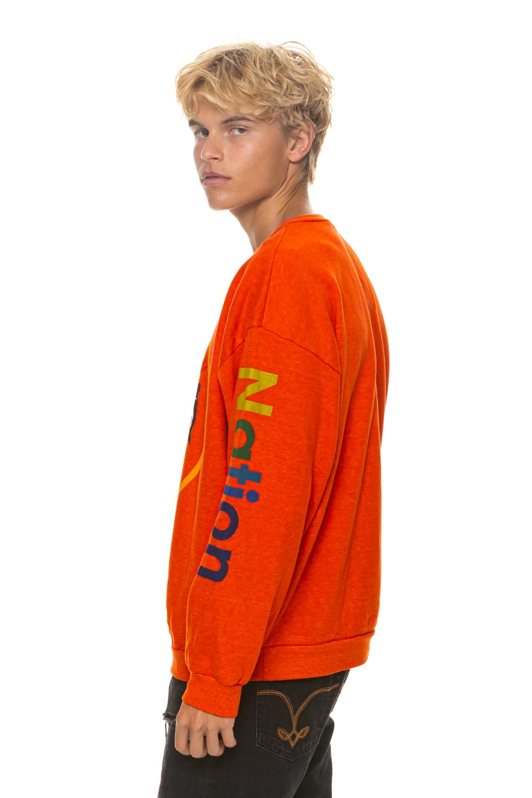 Classic AVIATOR NATION RELAXED VENICE CREW SWEATSHIRT - ORANGE