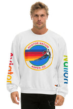Classic AVIATOR NATION ASPEN RELAXED CREW SWEATSHIRT - WHITE