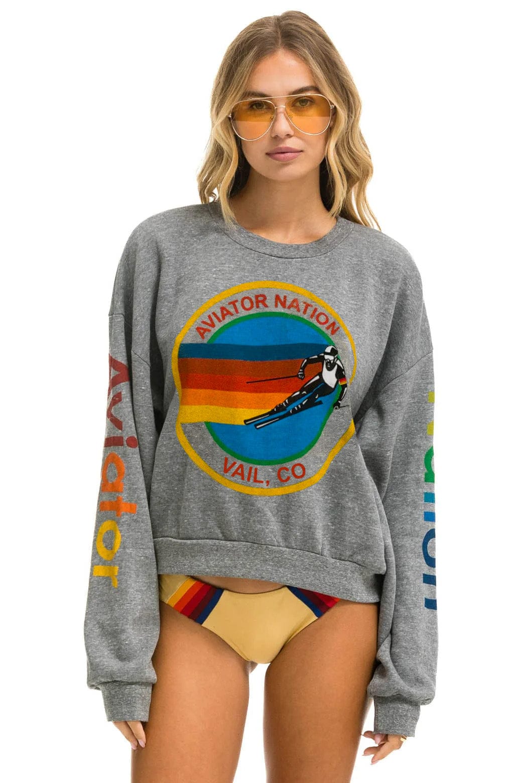Classic AVIATOR NATION VAIL RELAXED CREW SWEATSHIRT - HEATHER GREY