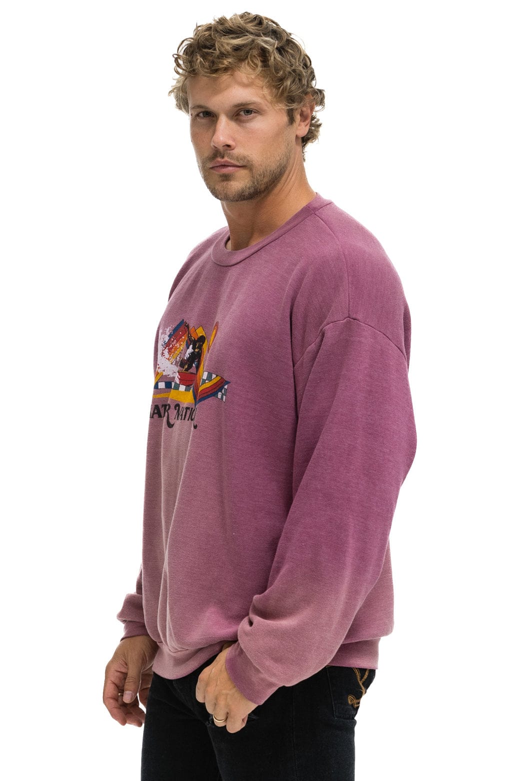 Classic SURF RACER RELAXED CREW SWEATSHIRT - FADED BERRY
