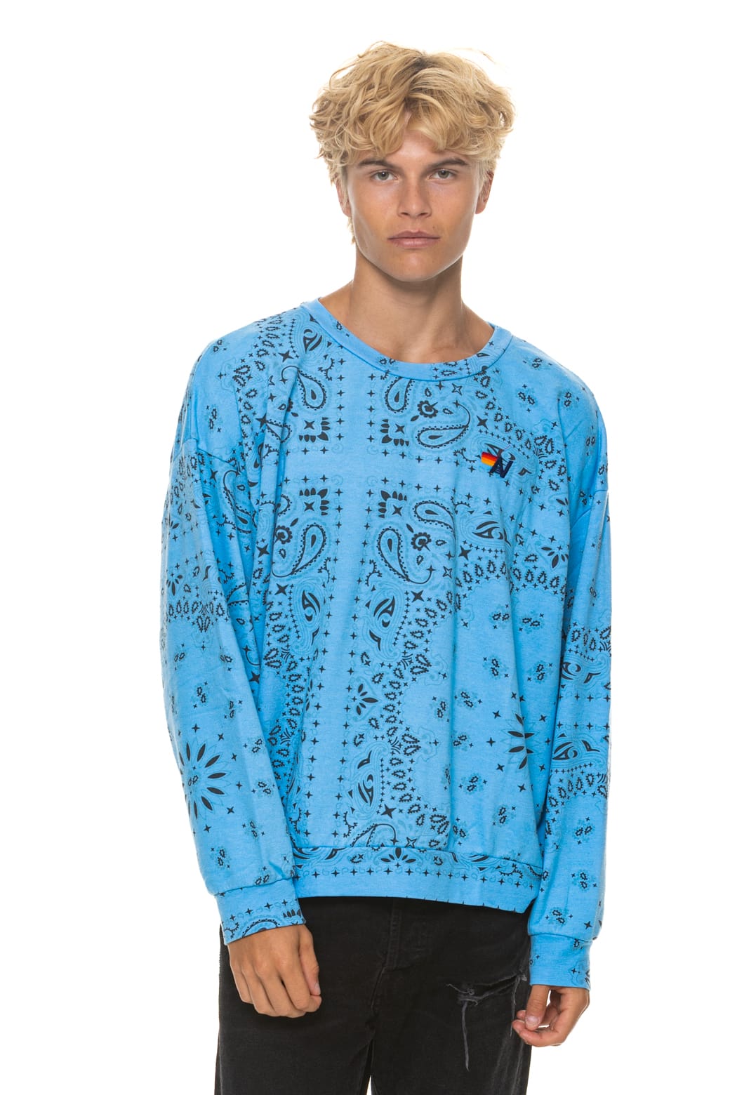 Classic BANDANA RELAXED CREW SWEATSHIRT - SKY