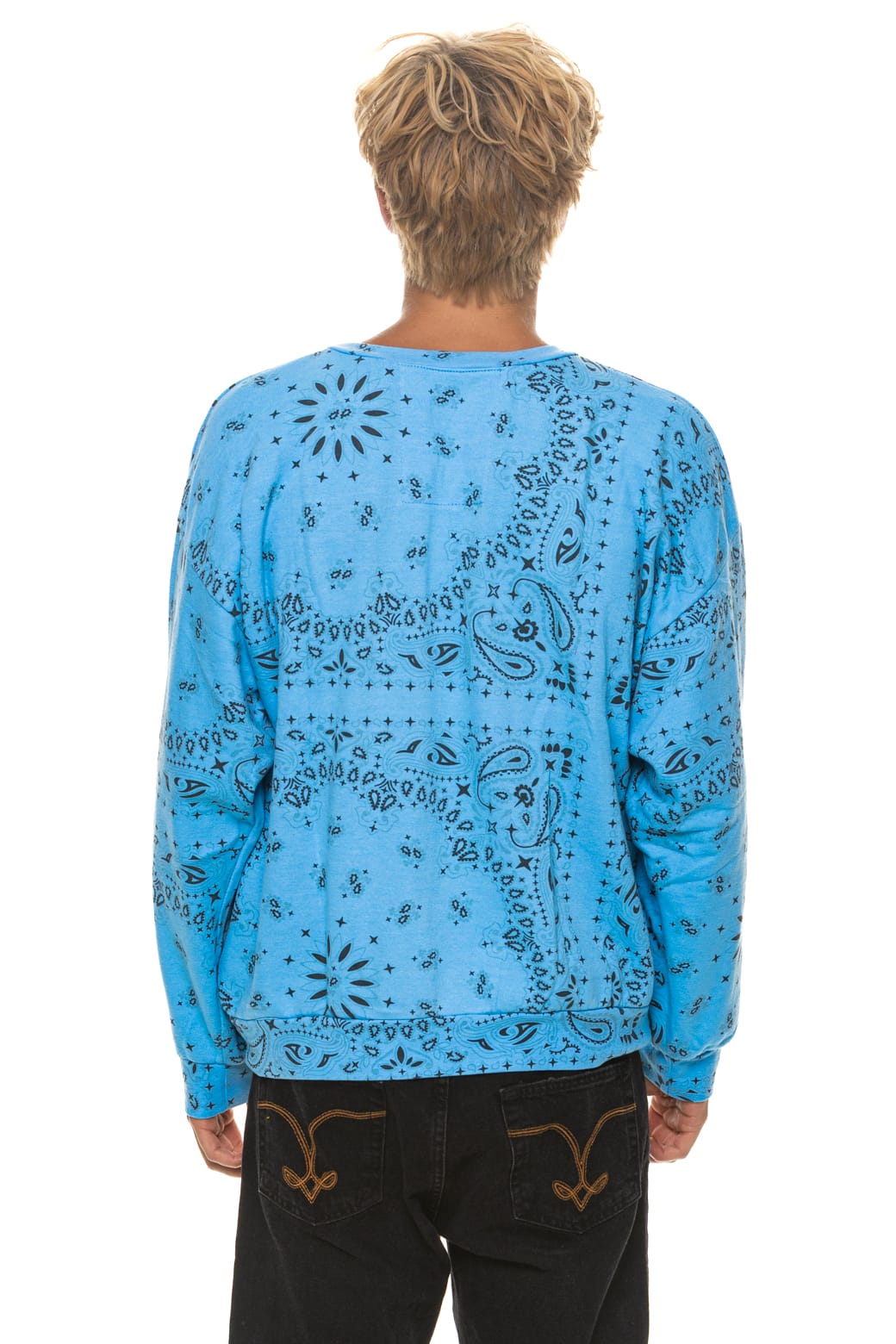 Classic BANDANA RELAXED CREW SWEATSHIRT - SKY