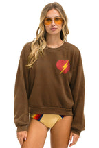 Classic BOLT HEART RELAXED CREW SWEATSHIRT - CHOCOLATE
