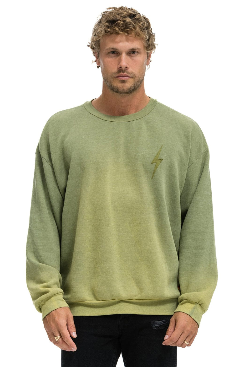 Classic BOLT STITCH 2 RELAXED CREW SWEATSHIRT - FADED ARMY