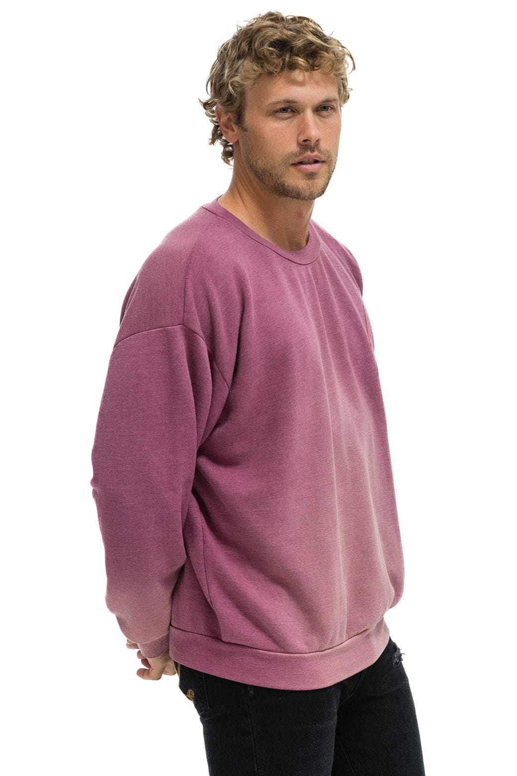 Classic BOLT STITCH 2 RELAXED CREW SWEATSHIRT - FADED BERRY