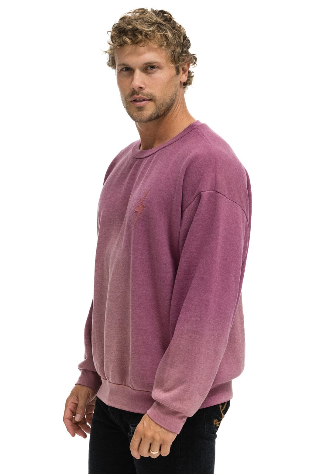 Classic BOLT STITCH 2 RELAXED CREW SWEATSHIRT - FADED BERRY