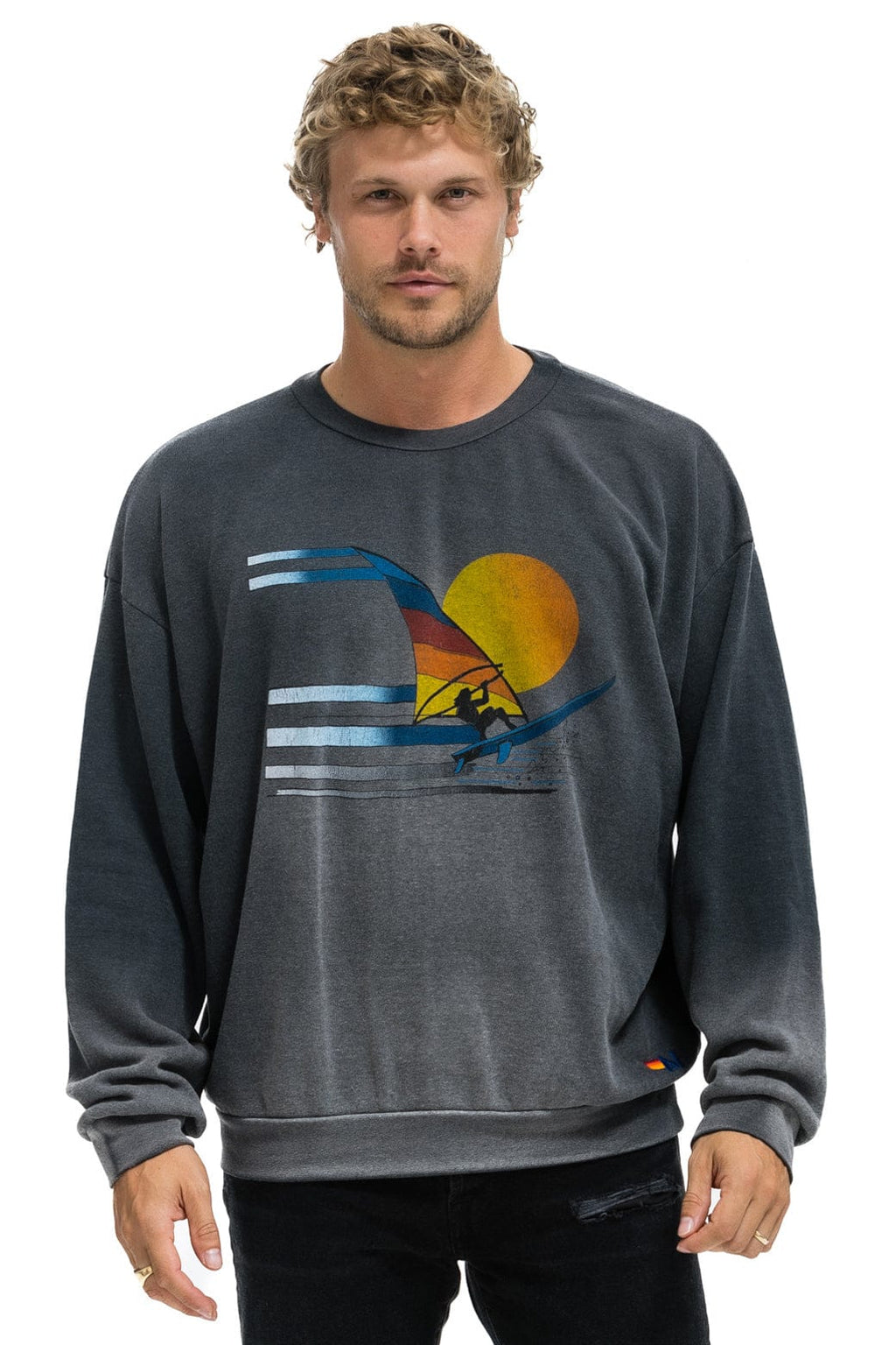 Classic WINDSURF JUMP RELAXED CREW SWEATSHIRT - FADED SMOKE