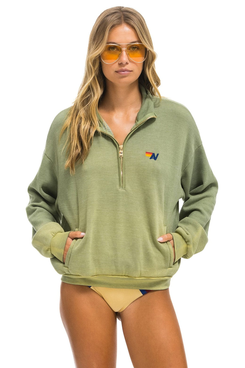Classic ESSENTIAL HALF ZIP RELAXED SWEATSHIRT - FADED ARMY