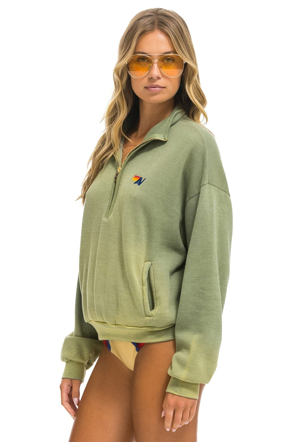Classic ESSENTIAL HALF ZIP RELAXED SWEATSHIRT - FADED ARMY