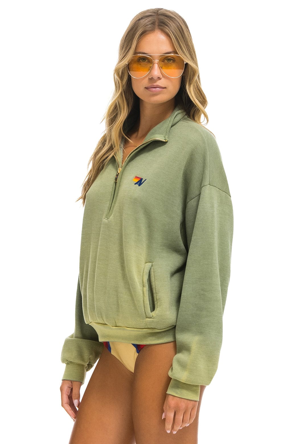 Classic ESSENTIAL HALF ZIP RELAXED SWEATSHIRT - FADED ARMY