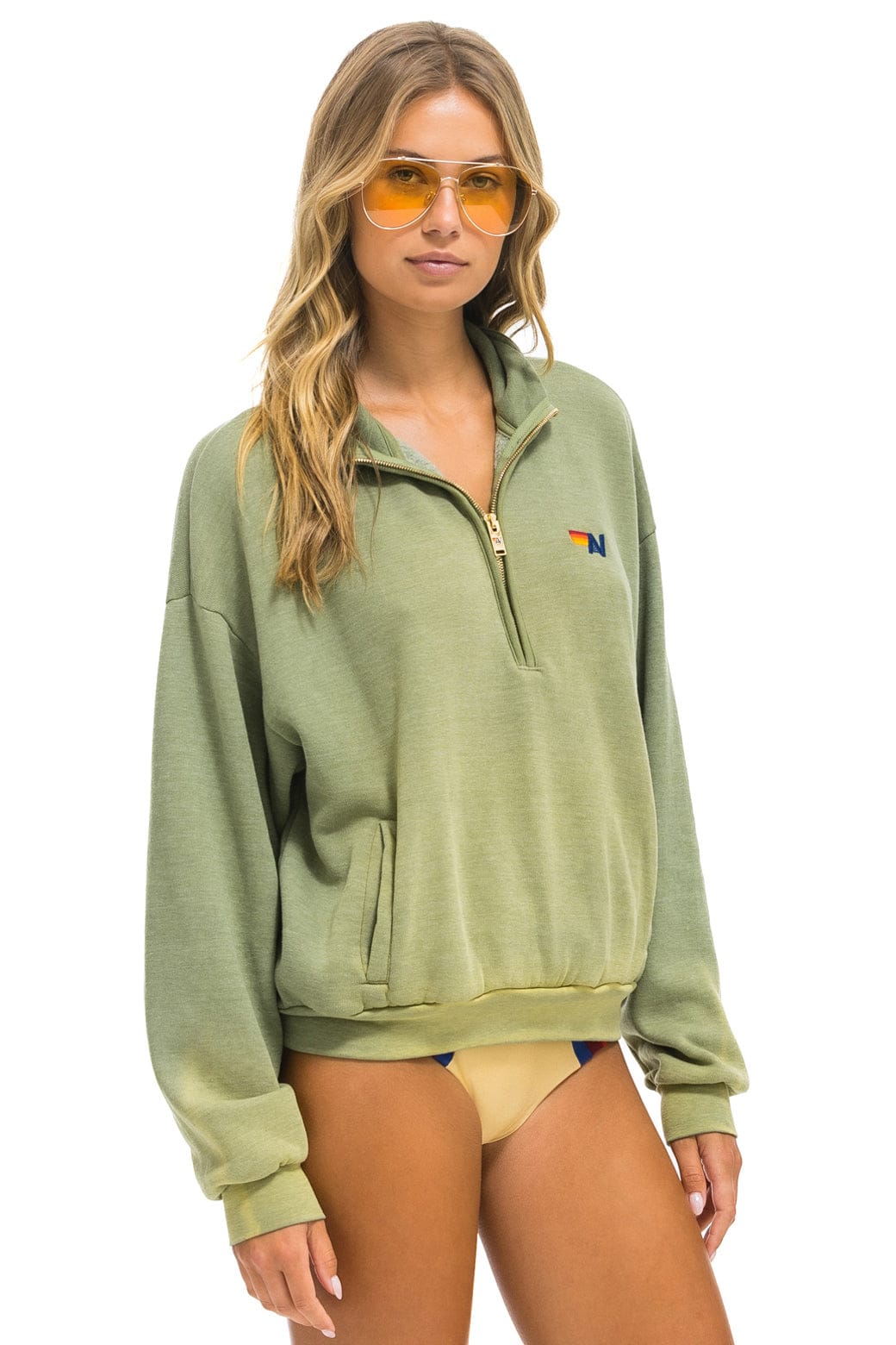 Classic ESSENTIAL HALF ZIP RELAXED SWEATSHIRT - FADED ARMY