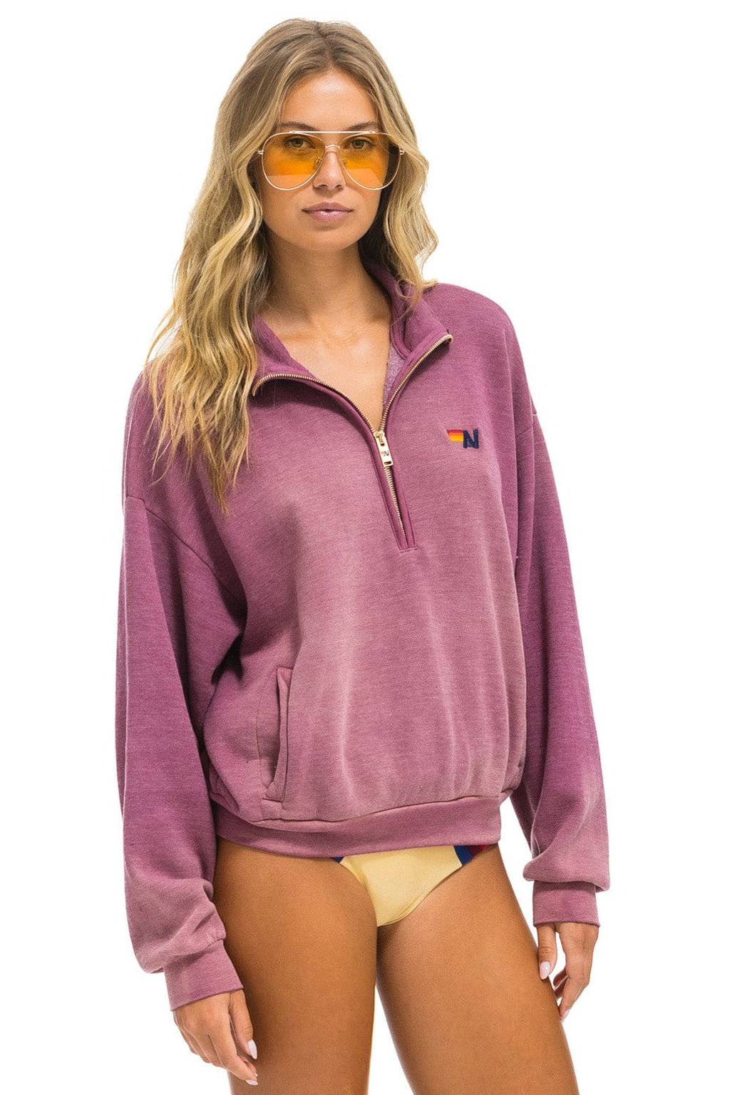 Classic ESSENTIAL HALF ZIP RELAXED SWEATSHIRT - FADED BERRY