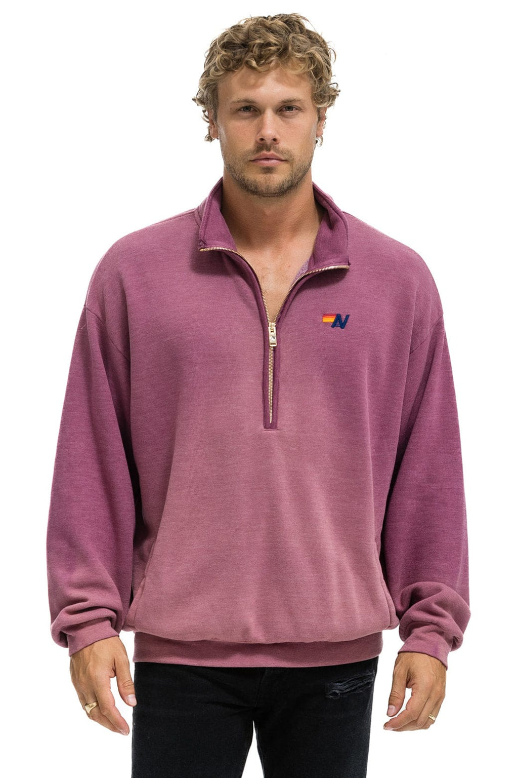 Classic ESSENTIAL HALF ZIP RELAXED SWEATSHIRT - FADED BERRY