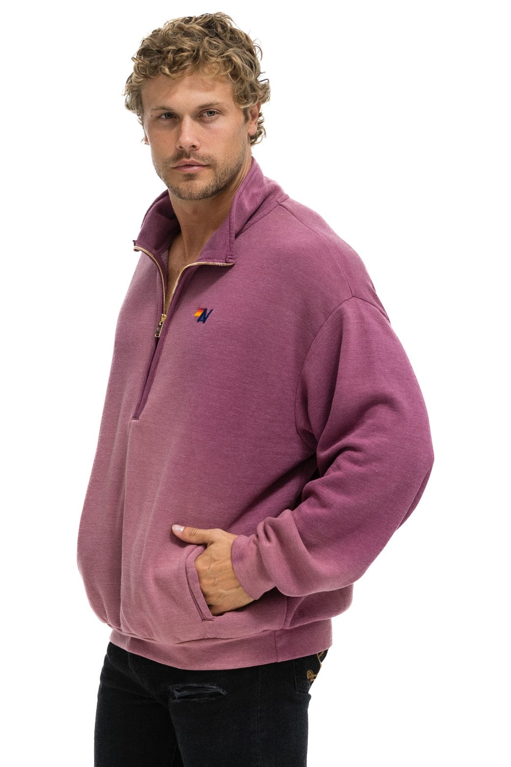 Classic ESSENTIAL HALF ZIP RELAXED SWEATSHIRT - FADED BERRY