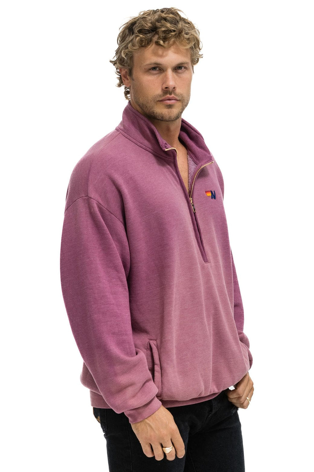 Classic ESSENTIAL HALF ZIP RELAXED SWEATSHIRT - FADED BERRY