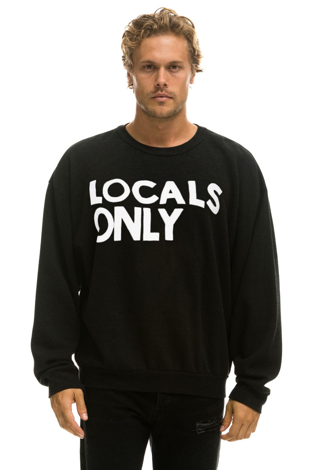Classic LOCALS ONLY RELAXED CREW SWEATSHIRT - BLACK