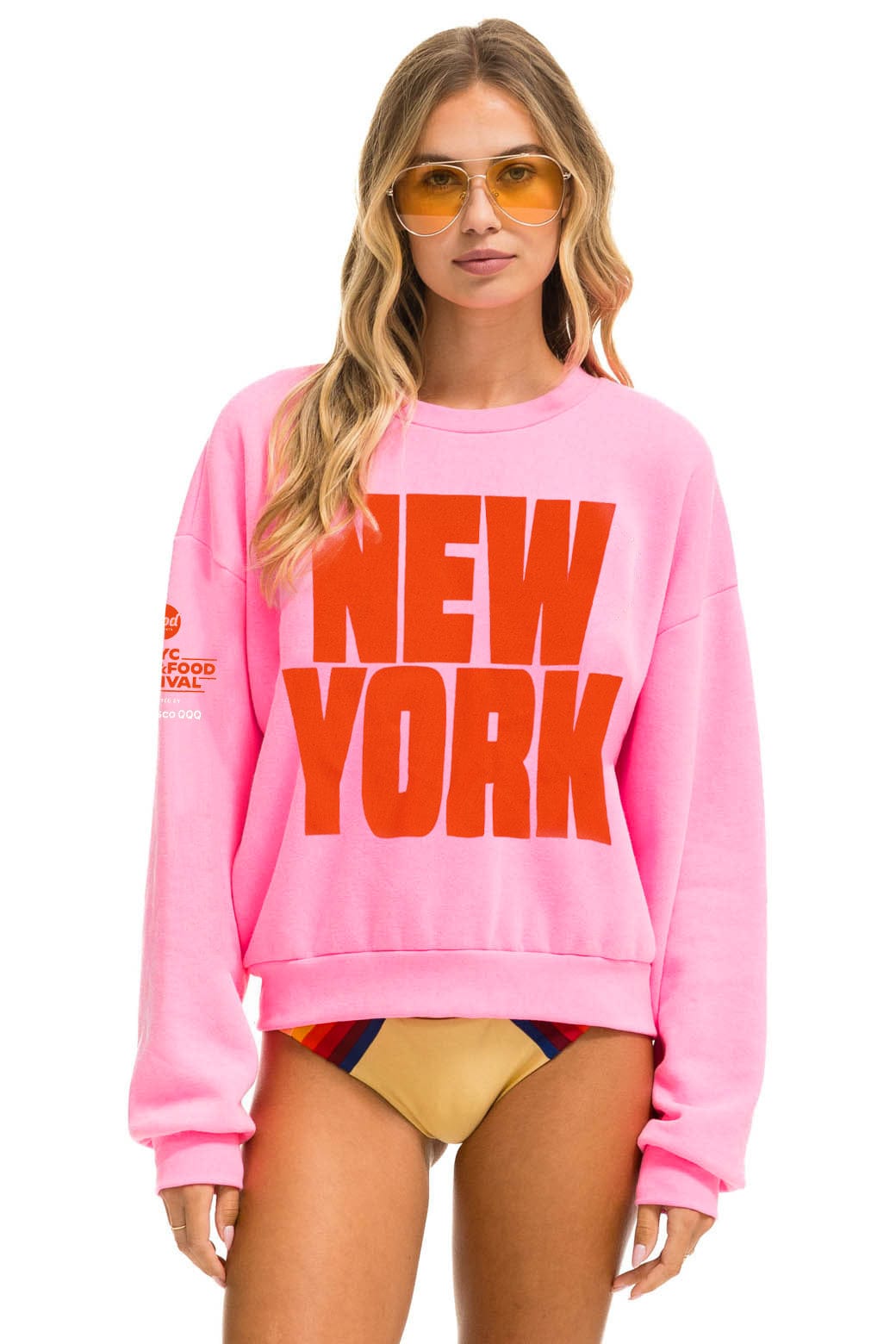 Classic NEW YORK WINE & FOOD 2025 CREW SWEATSHIRT RELAXED - NEON PINK