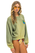 Classic CALIFORNIA PALM PATCH RELAXED CREW SWEATSHIRT - FADED ARMY