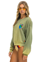 Classic CALIFORNIA PALM PATCH RELAXED CREW SWEATSHIRT - FADED ARMY