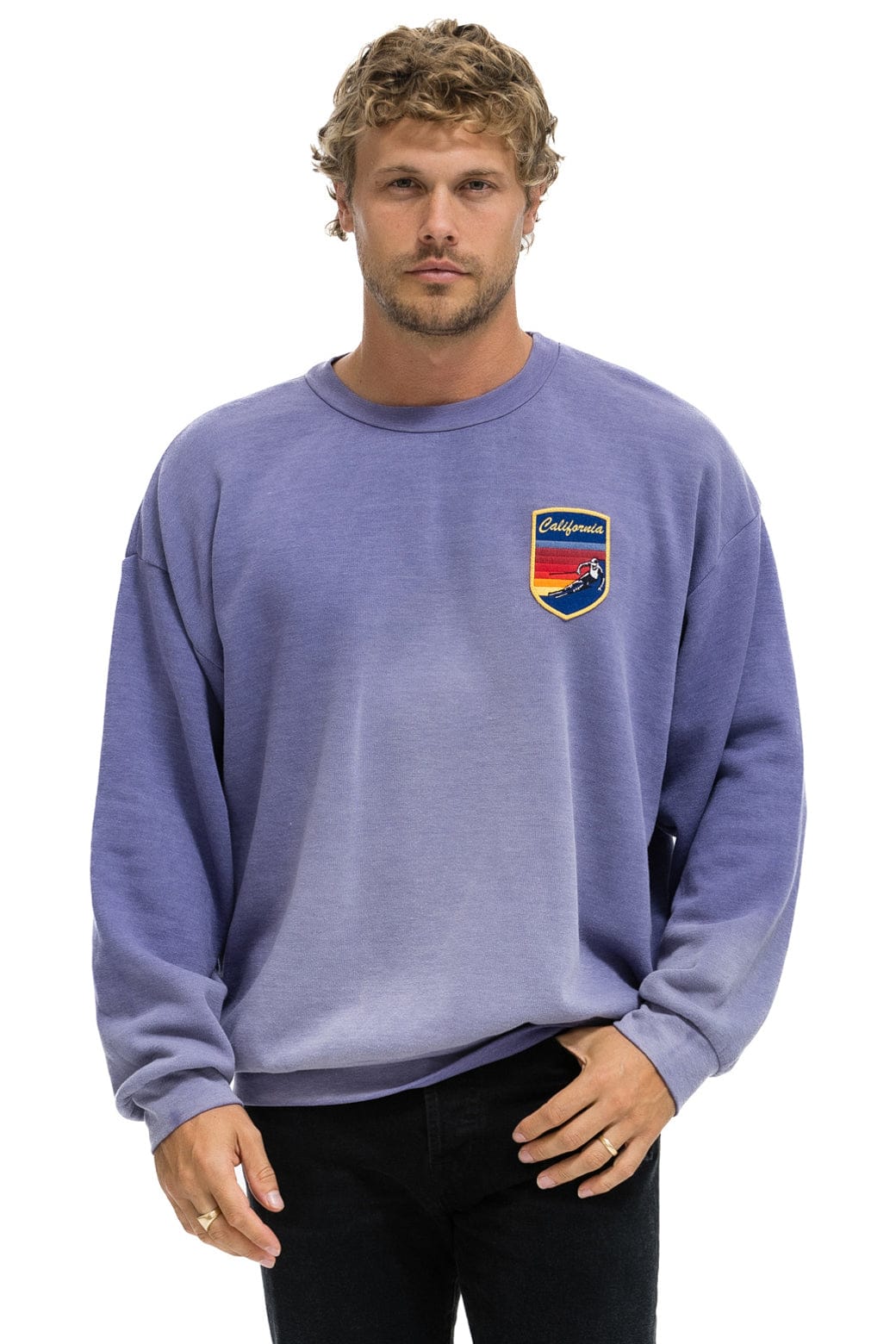 Classic CALIFORNIA SKIER PATCH RELAXED CREW SWEATSHIRT - FADED GRAPE