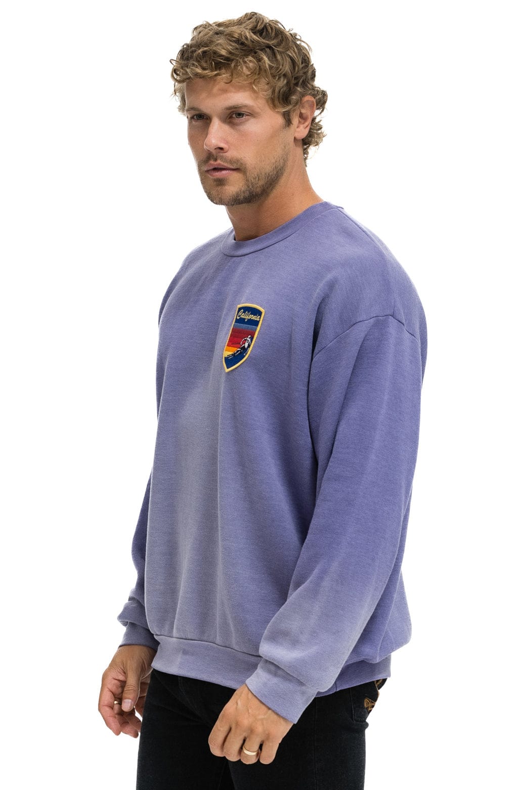 Classic CALIFORNIA SKIER PATCH RELAXED CREW SWEATSHIRT - FADED GRAPE