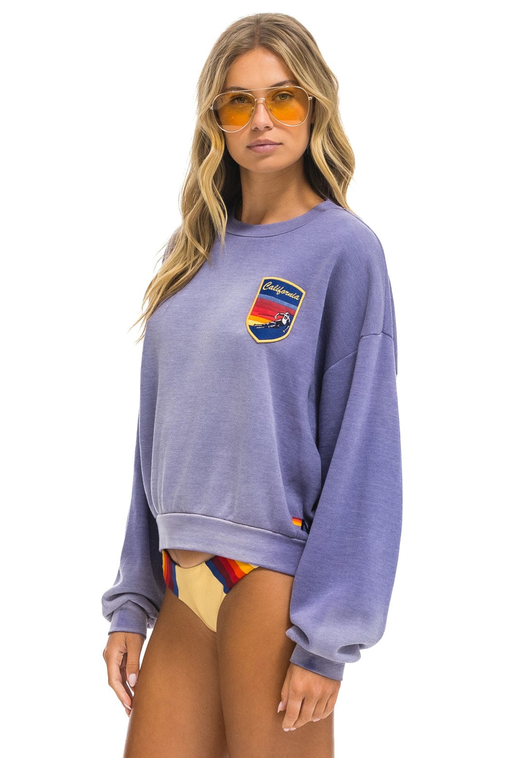Classic CALIFORNIA SKIER PATCH RELAXED CREW SWEATSHIRT - FADED GRAPE