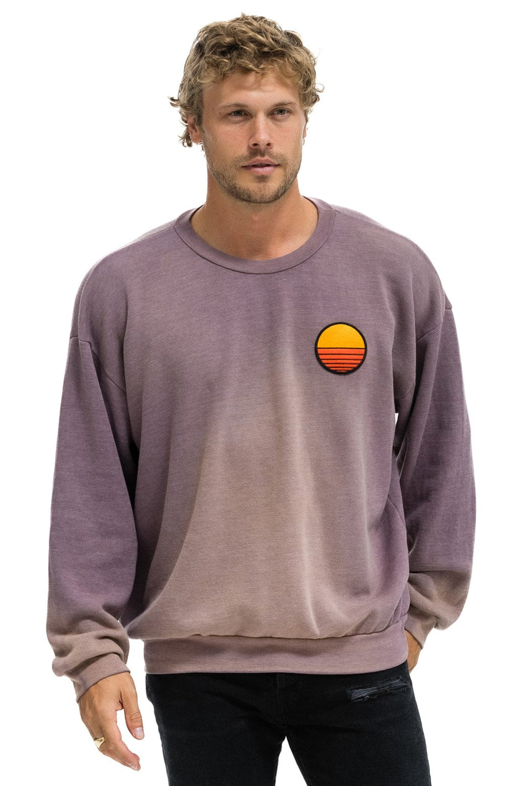 Classic SUNSET PATCH RELAXED CREW SWEATSHIRT - FADED MOCHA