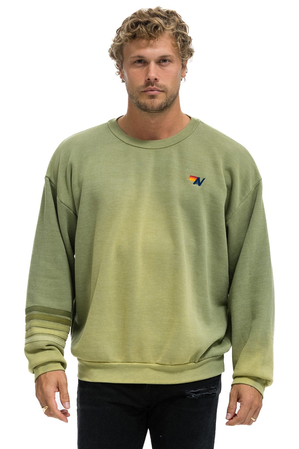 Classic RUGBY STITCH RELAXED CREW SWEATSHIRT - FADED ARMY