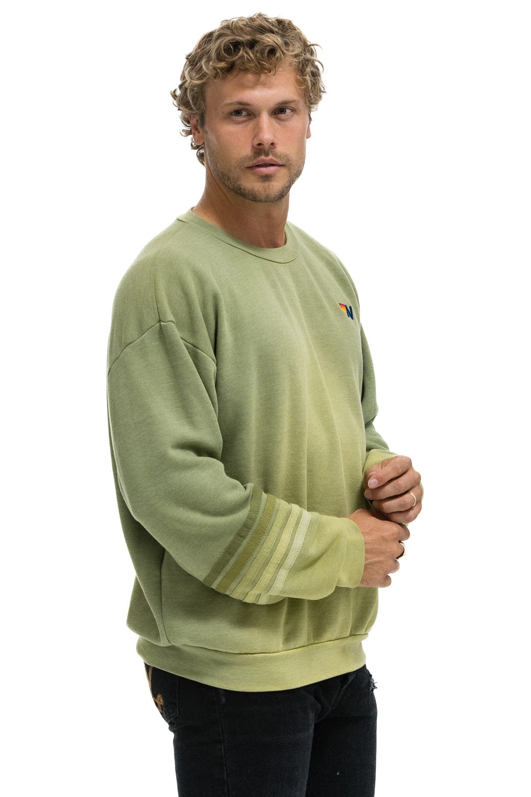 Classic RUGBY STITCH RELAXED CREW SWEATSHIRT - FADED ARMY