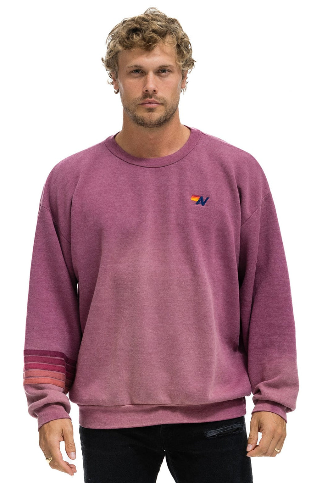 Classic RUGBY STITCH RELAXED CREW SWEATSHIRT - FADED BERRY