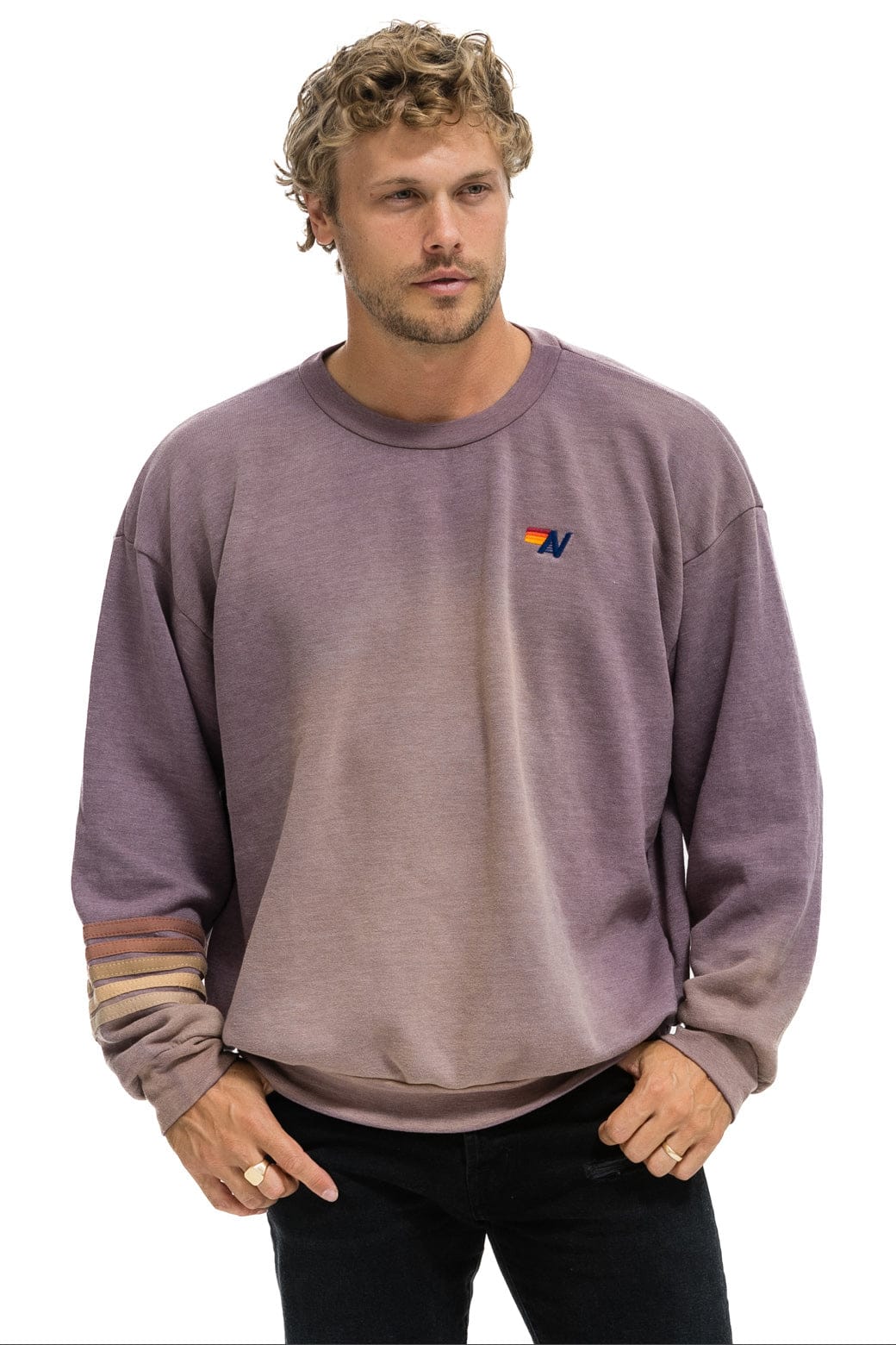 Classic RUGBY STITCH RELAXED CREW SWEATSHIRT - FADED MOCHA