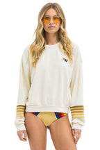 Classic RUGBY STITCH 2 RELAXED CREW SWEATSHIRT - VINTAGE WHITE BROWN