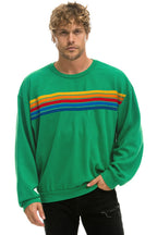 Classic 5 STRIPE RELAXED CREW SWEATSHIRT -KELLY GREEN