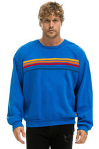 Classic 5 STRIPE RELAXED CREW SWEATSHIRT - OCEAN