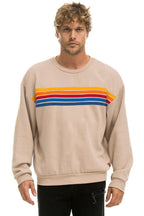 Classic 5 STRIPE RELAXED CREW SWEATSHIRT - SAND