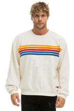 Classic 5 STRIPE RELAXED CREW SWEATSHIRT - VINTAGE WHITE