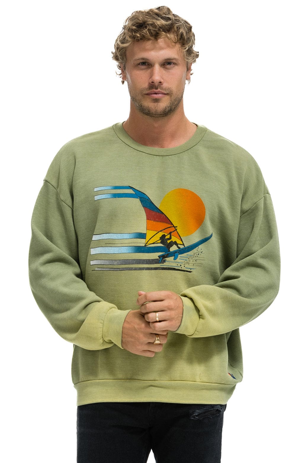 Classic WINDSURF JUMP RELAXED CREW SWEATSHIRT - FADED ARMY
