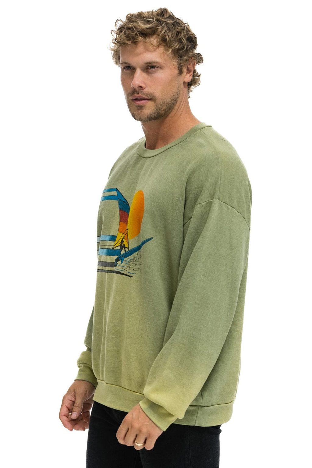 Classic WINDSURF JUMP RELAXED CREW SWEATSHIRT - FADED ARMY