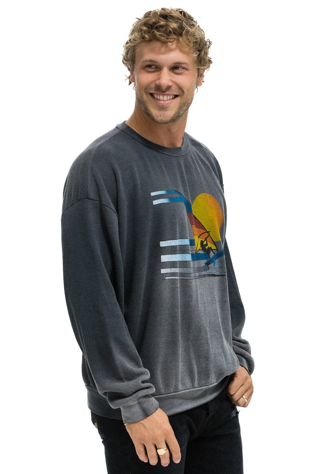 Classic WINDSURF JUMP RELAXED CREW SWEATSHIRT - FADED SMOKE