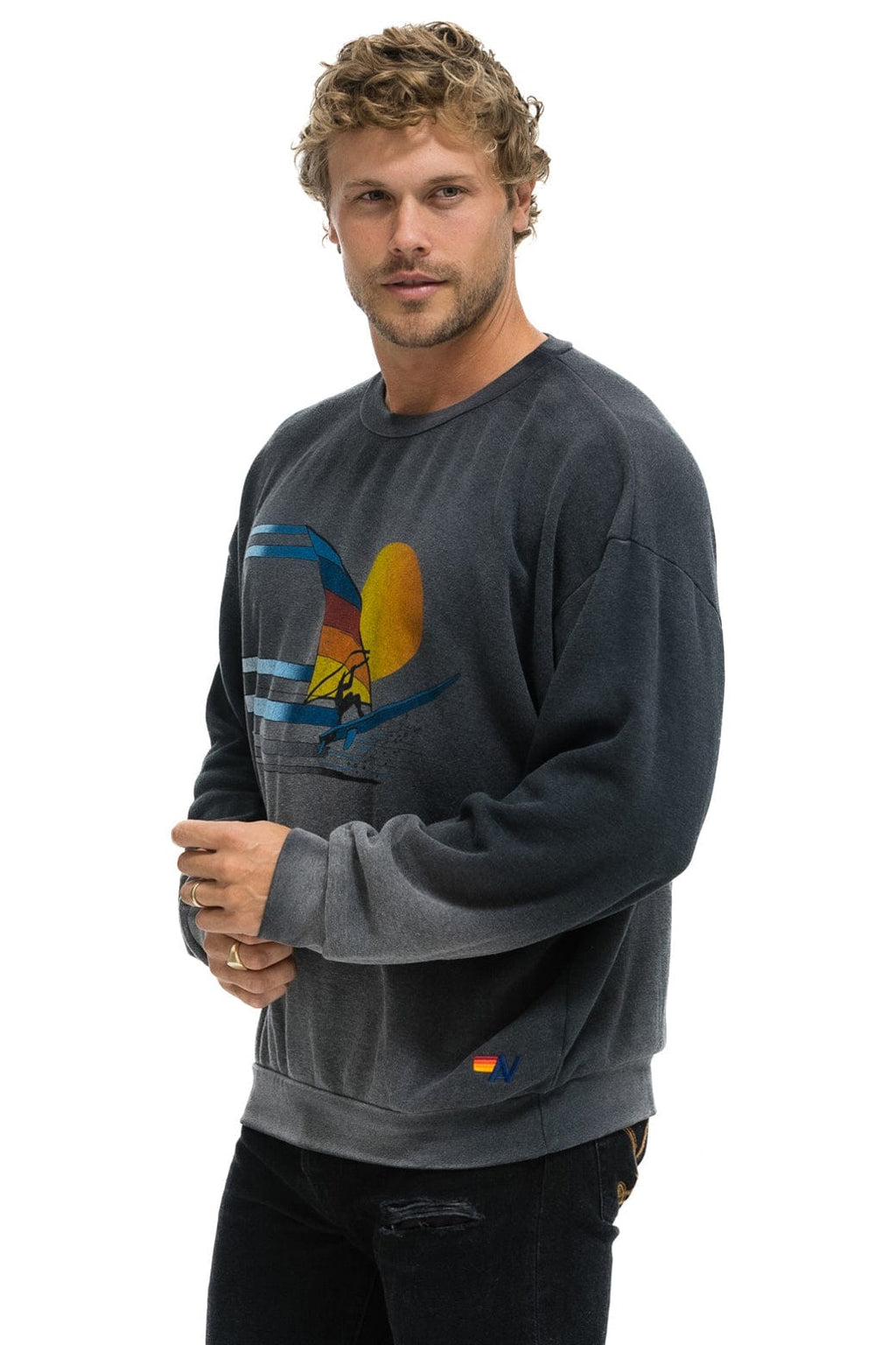 Classic WINDSURF JUMP RELAXED CREW SWEATSHIRT - FADED SMOKE