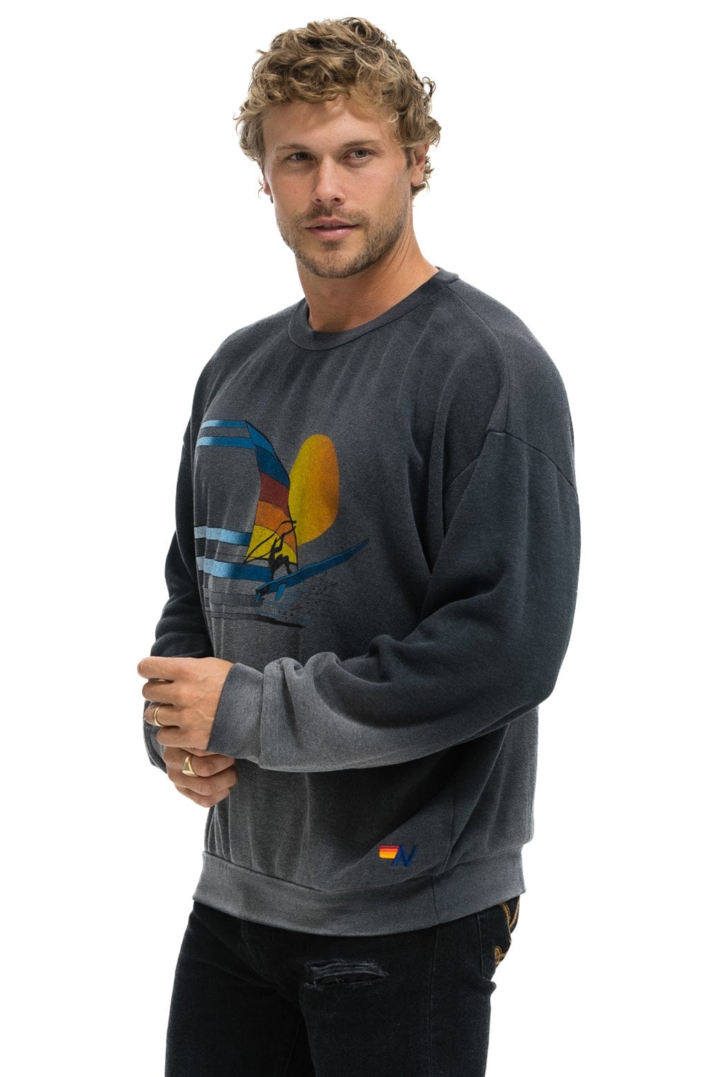 Classic WINDSURF JUMP RELAXED CREW SWEATSHIRT - FADED SMOKE